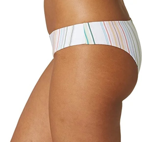 O'NEILL Pinstripe Hipster Bikini Swimsuit Bottom *SMALL* (White/Green/Orange) - Picture 2 of 4